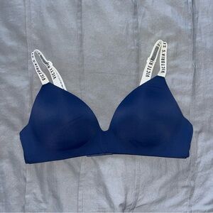 Victoria's Secret Deep Blue Bra with Branded Straps